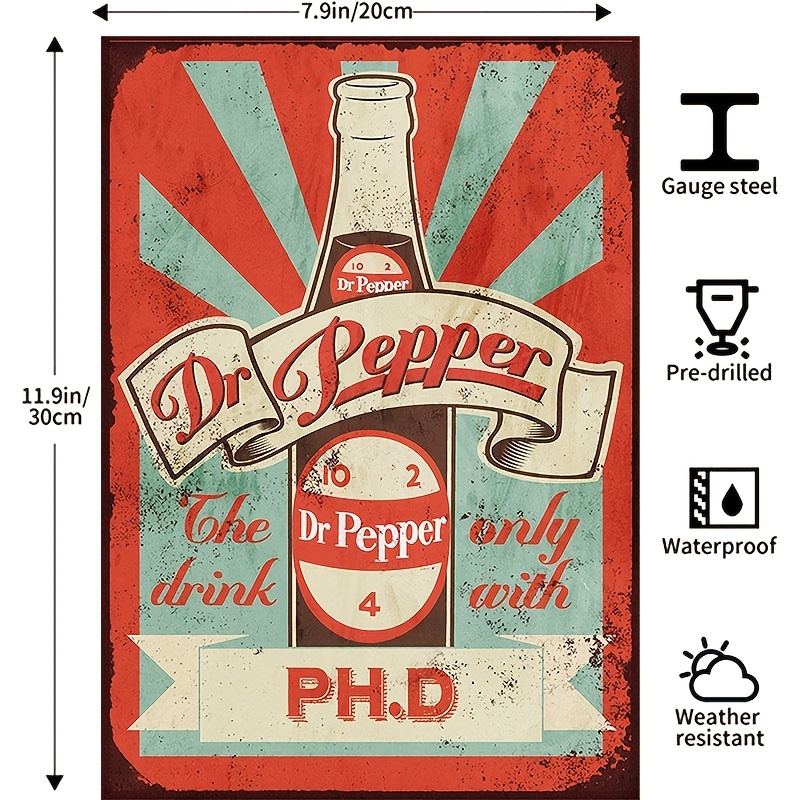 Keviewly Dr Pepper Metal Wall Art Tin Signes avertissement Animal Funny Restaurant Bar Band nouvellement marié Birthday Party