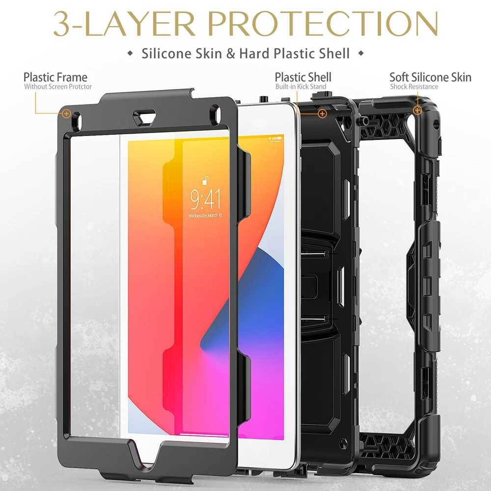 Tablet PC Cases Sacs pour iPad 9.7 2018 2017 AIR 2 PRO 9.7 2016 A1566 A1822 A1893 Case Kids Safe Silicon PC Hybride Stand Tablet Cover 240411