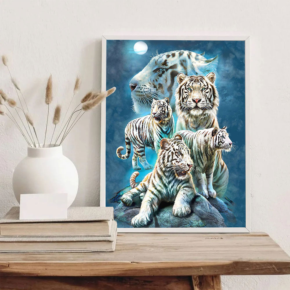 Peinture de diamant animal blanc tigre Nouveau arrivée broderie de diamant kits de point de croix de croix mosaïque