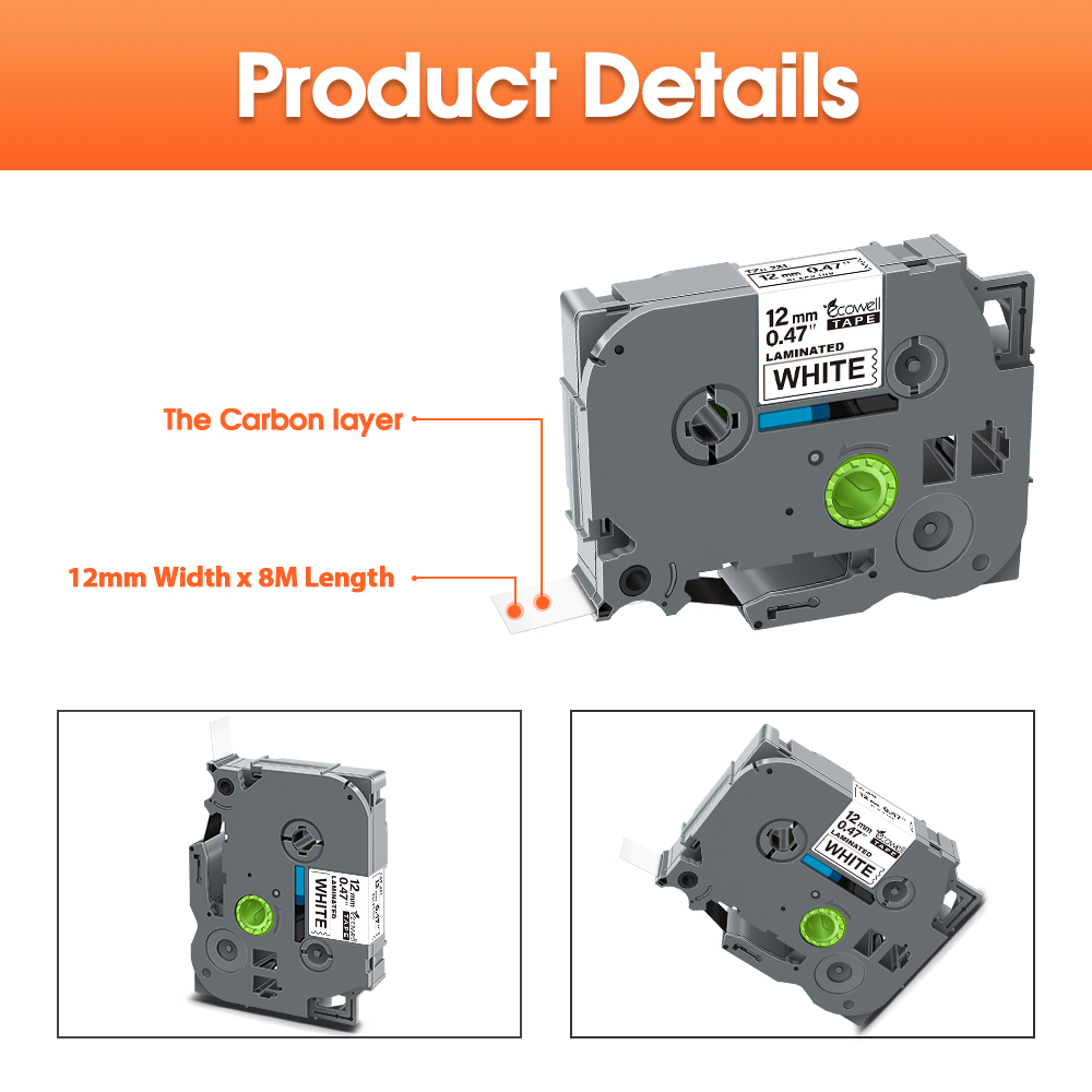 Etykieta 6/9/12mm 231 Kompatybilna dla brata Tze-White-Label Tape TZE231 S231 FX231 FX631 FX221 dla drukarki Brother P Touch PTH110