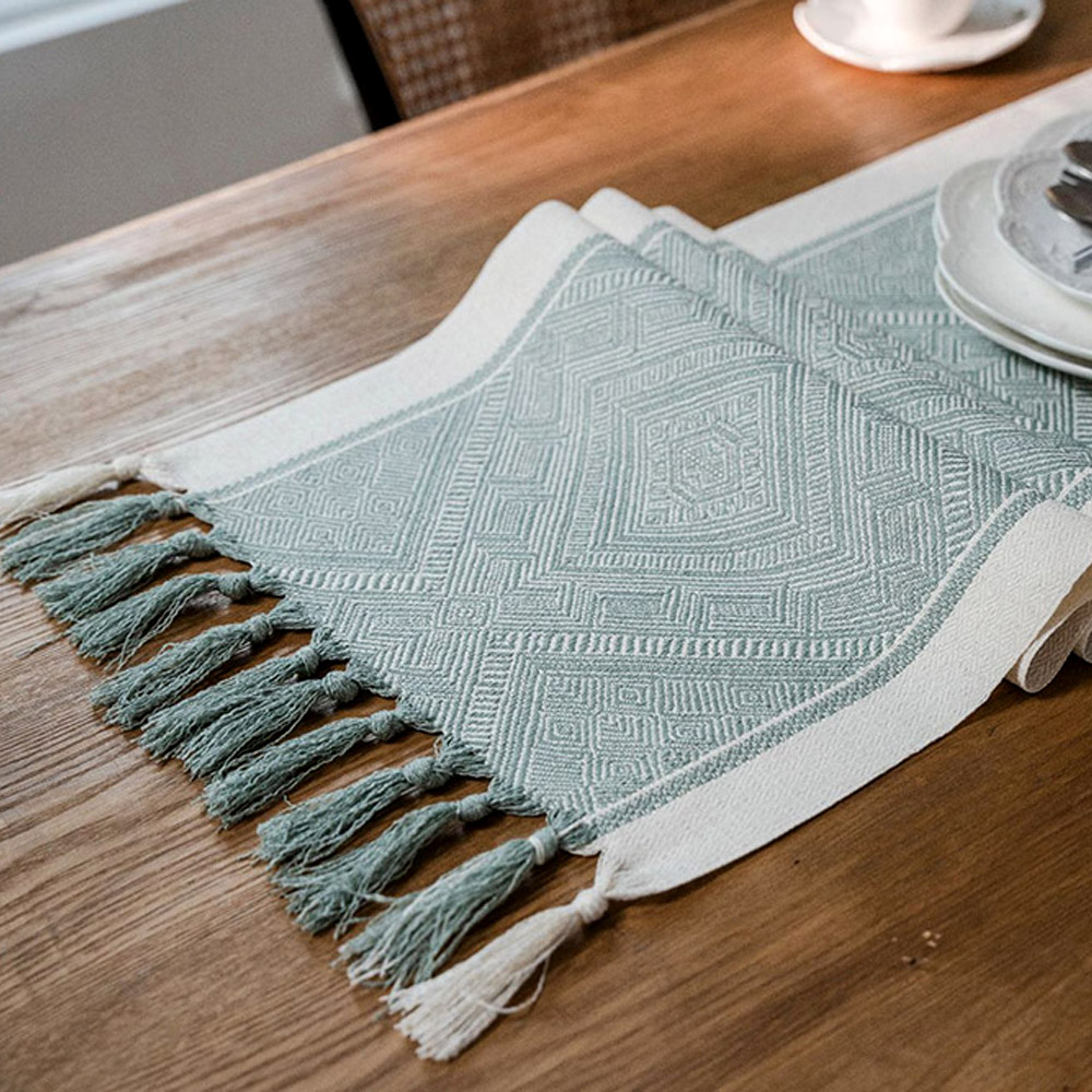 Gerring Table Runner Green Nordic Jacquard Geometric Table Table Flag Fringe Tea Country Natecloth Coureurs de table pour table à manger