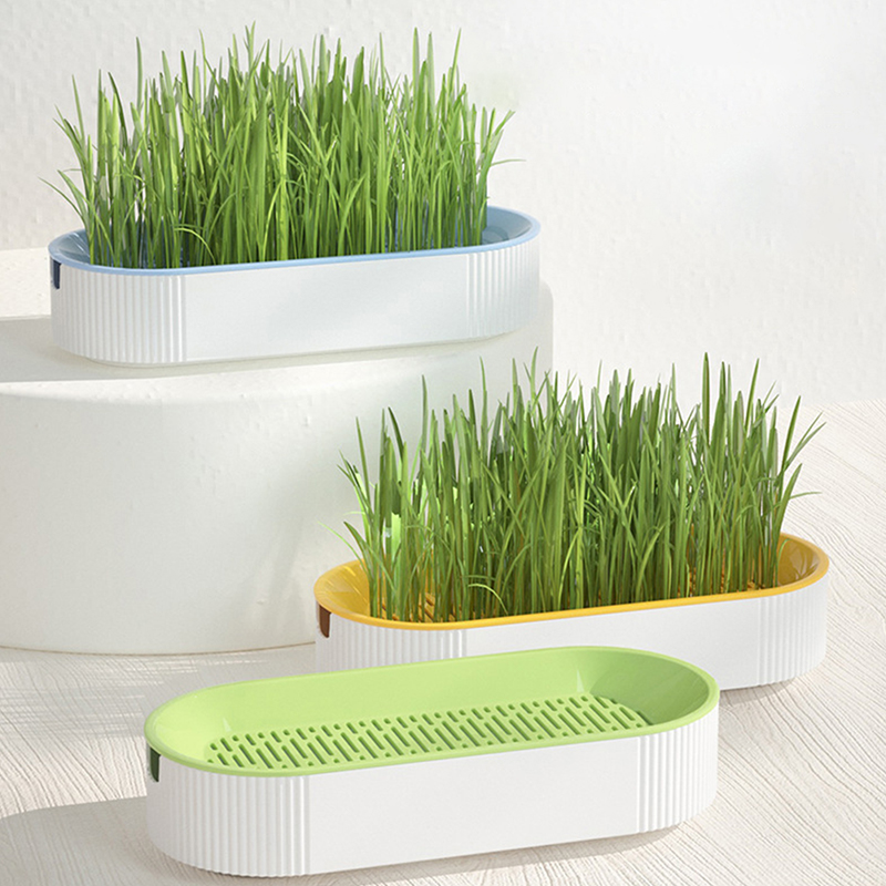 Catnip Nursery Pot Durable Easy To Clean Multipurpose Hydroponic Grass Tray Double Layer Seedling Pot Sprout Dish Growing Pot