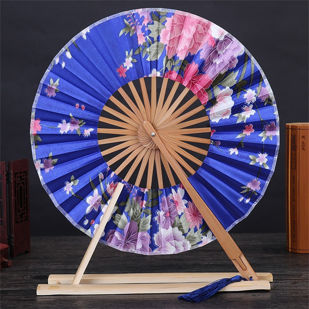 w stylu chiński bambusowy wiatrak składany fan chińscy fanów kwiatowy kieszonkowy składany ręka wentylator okrągłe koło weselne prezent