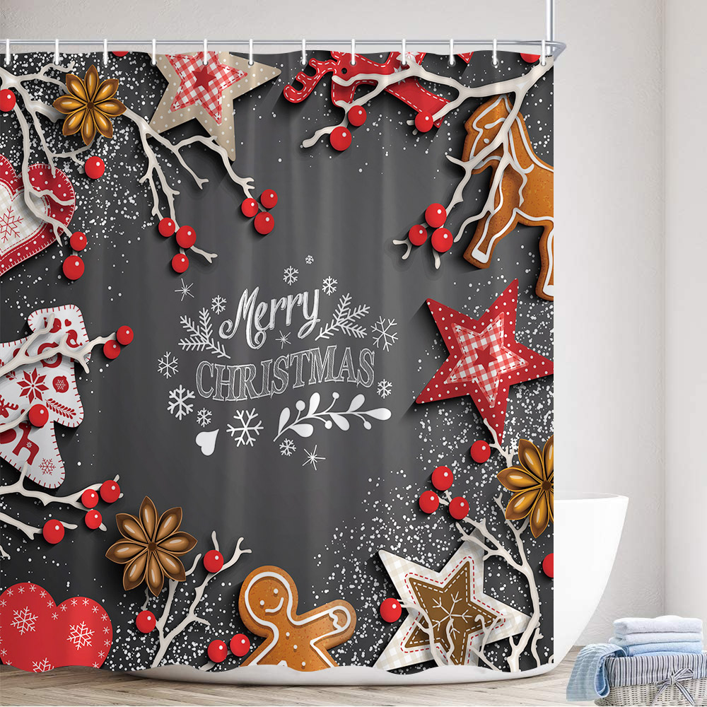 Tende da doccia natalizia camino albero di Natale texas stella night paesaggio di capodanno arredamento bagno decorazioni bagno set da bagno