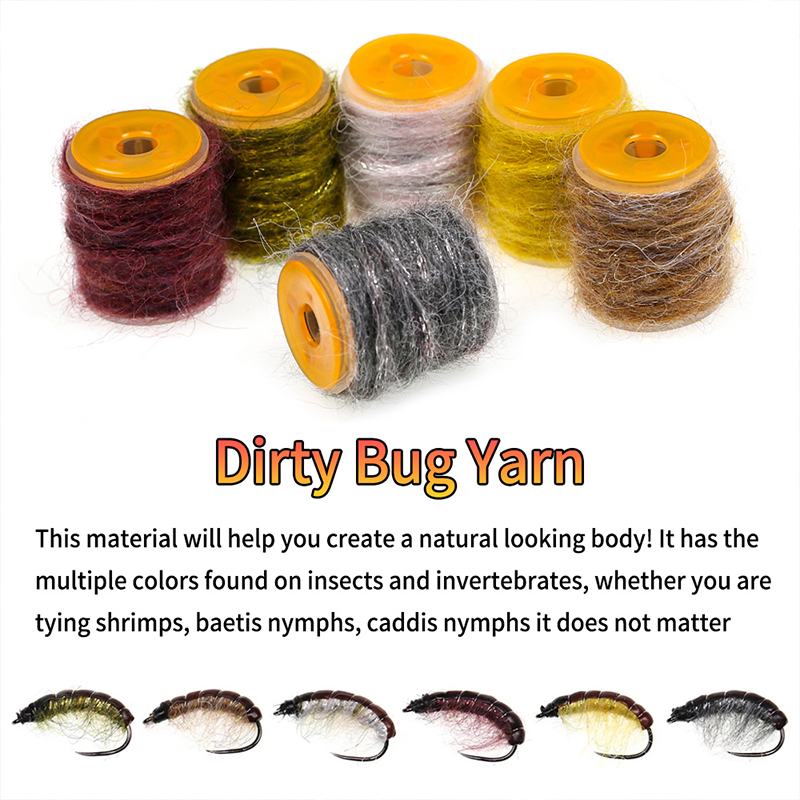 8yards/spool vuile bug garen baetis caddis nymph flyshrimp vlieg nasynchronisatie thread besmetend nasynchronisatie vliegbindende draad met klatergoudflits