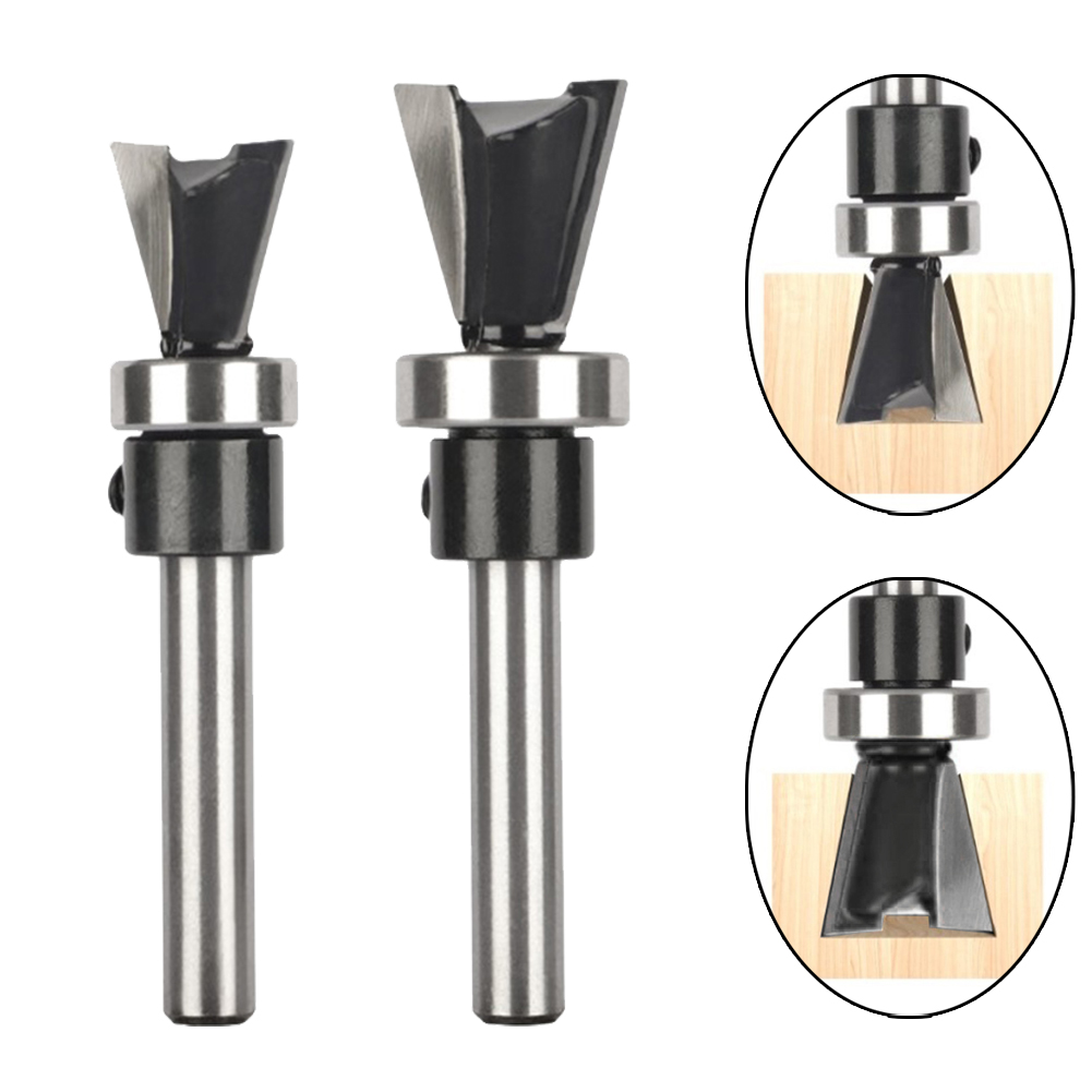 1/Dovetail Joint Router Bit With Bottom Bearing Carbide Cutters Woodworking Milling Cutter For Wood Bit Face Mill End Mill