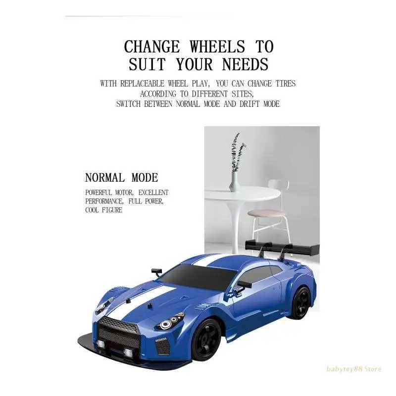 Electric/RC Car Y4UD 1 16 Model Racer Wireless Control Drift Car Realistic RC Racing Car Toy 2.4G Remote Control Hobby Play Vehicle Boy Favor 240424