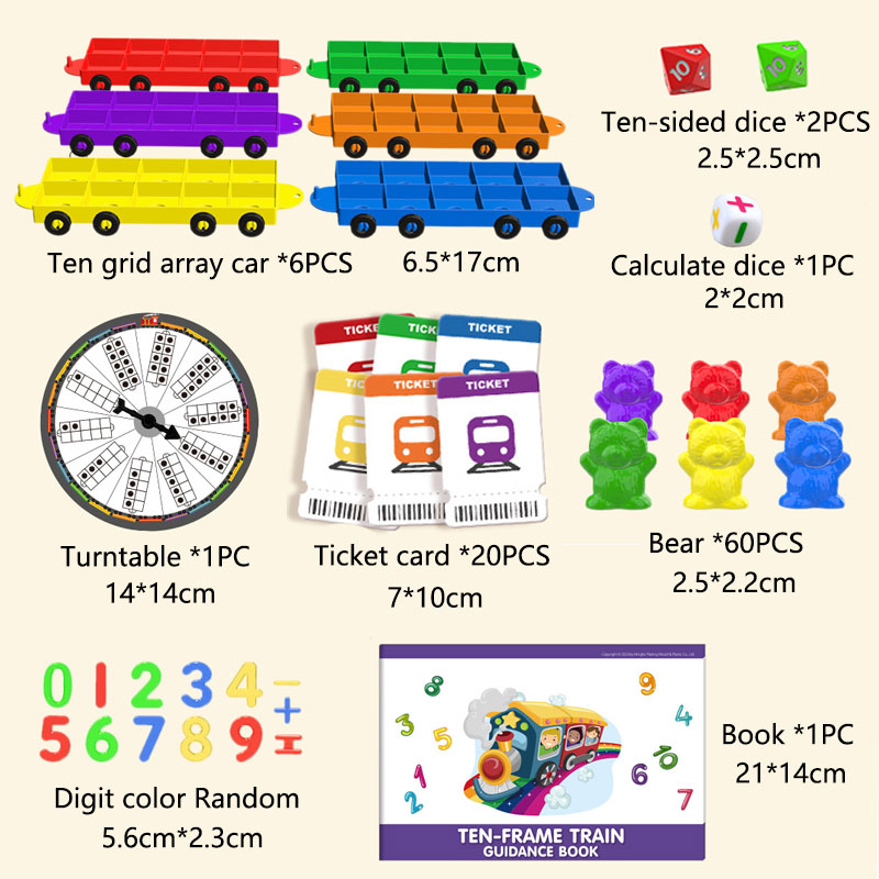 Mathématiques dix cadres Montessori Toys Rainbow Train Digital Arithmetic Game Parish Learning Number Send Educational Toys for Children