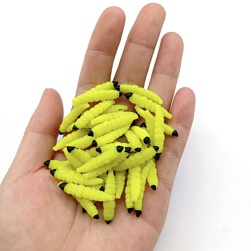 Jyj 1box 3cm Larva Swimbait Silicone Worm Baut-Caoutch Rubber Shrimp Wobbler Carpe Fishy Sodel Fishing Lures Vivid Isca pesca