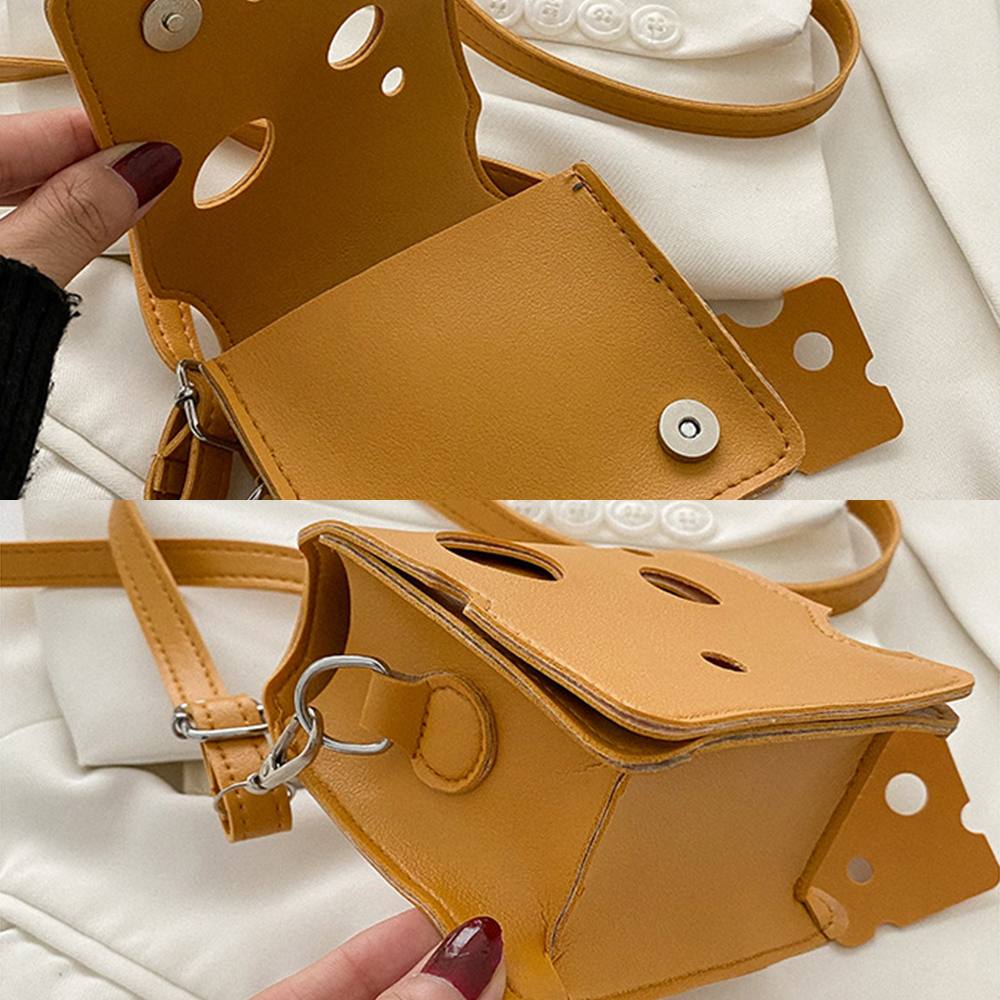 Kaasvormige PU lederen tassen voor vrouwen oortelefoon lippenstifttempelingen en handtassen vrouwelijke kleine crossbody schoudertas snel groothandel