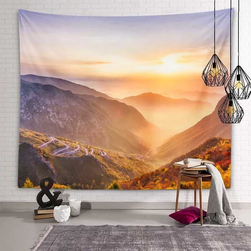 Foggy Tapestries Fantasy Natural Forest Scenery Aesthetic Tapestry Landscape Lake Art Wall Tapestry Dormitory Bedroom Room Home Decoration R0411