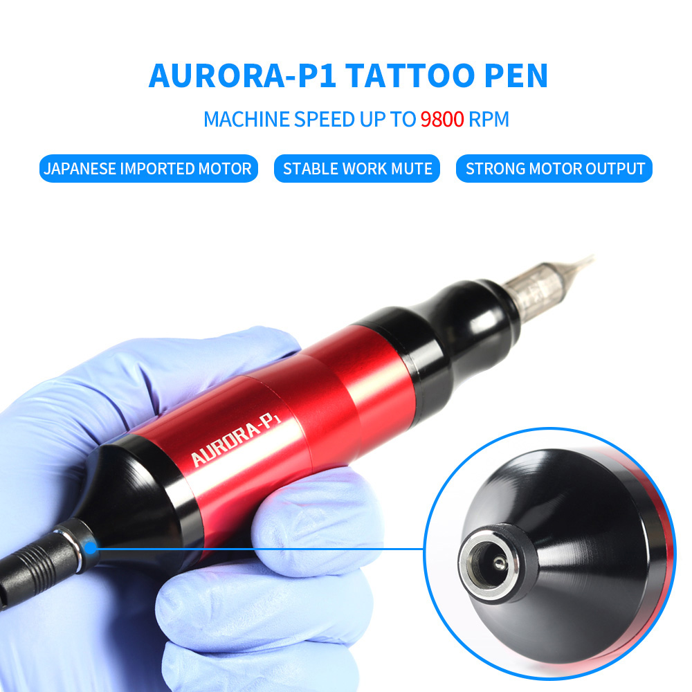 Kit di macchine da tatuaggio completo Aurora Pdi inchiostro tatuaggi rotanti con alimentazione tatuaggi LCD con kit di aghi da cartuccia da 5 %