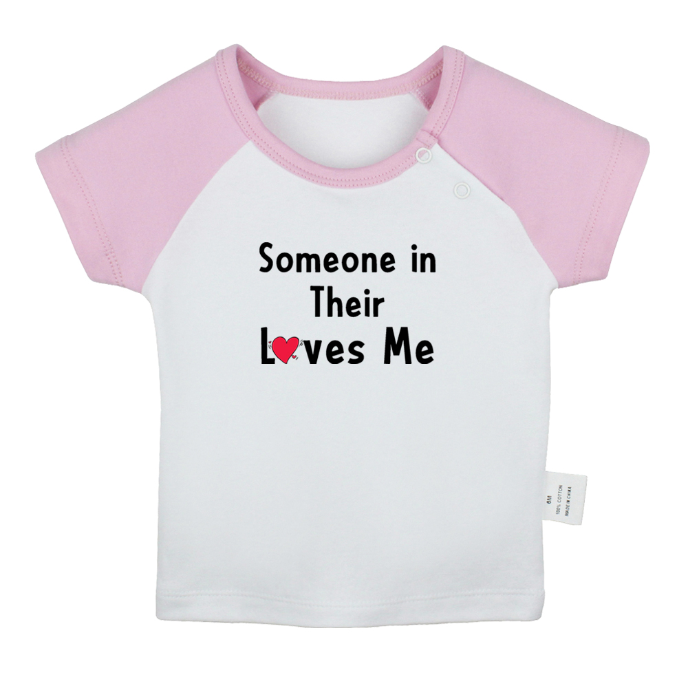 iDzn New Someone In Their Loves Me Fun Baby T-shirts Cute Boys Girls Tees Infant Short Sleeves T shirt Newborn Clothes Kids Tops