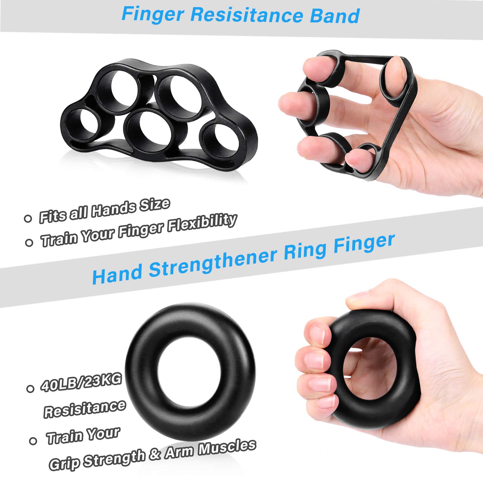 Adjustable Hand Grip Strengthener Workout Kit Finger Exerciser Stretcher Pinch Carpal Expander Ring Wrist Rehabilit Training