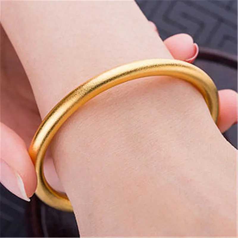 Bangle Fashion Metal Matt Surface Gold Plated Simulation Round Imiter Gold Jewelry Bangle Bracelet 240411