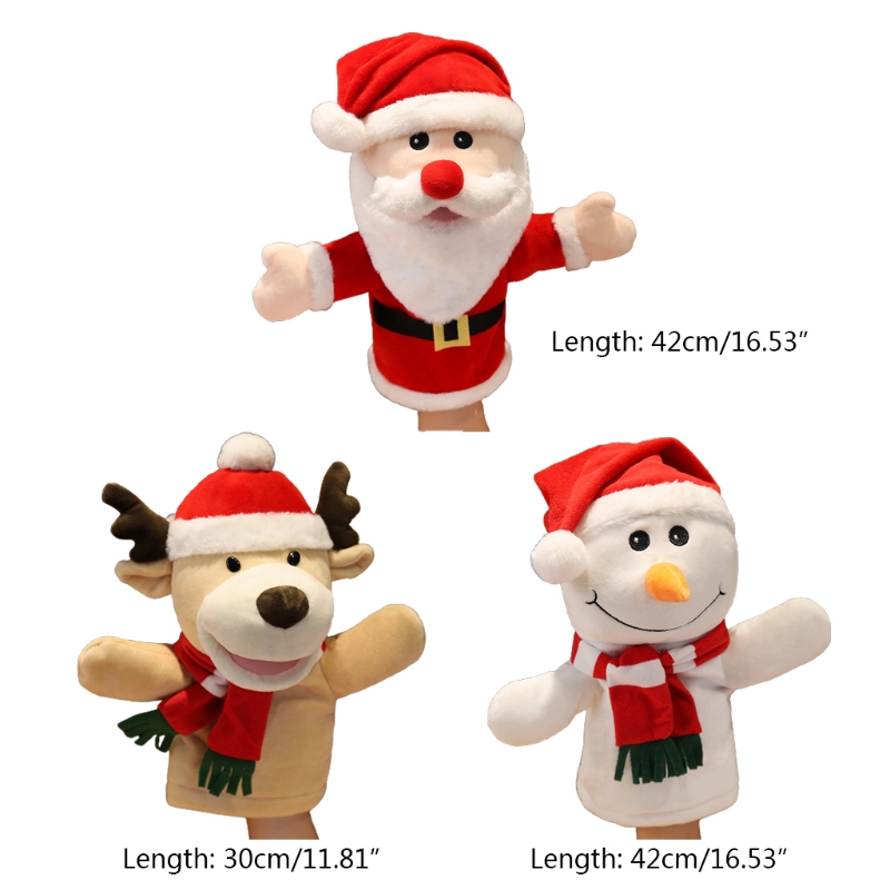 Christmas Hand Puppet Santa Claus Plush Stuffed Toy Cute Funny Elk Snowman Party Holiday Festival Birthday Gift for Kids