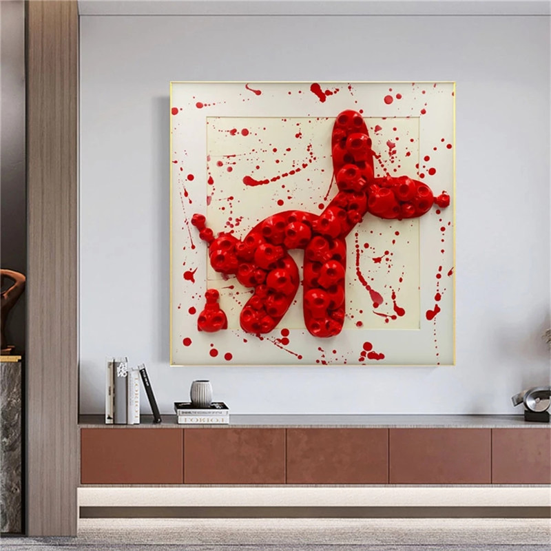 Rode Hond Standbeeld Wall Art Poster Moderne Graffiti Nordic Sculptuur