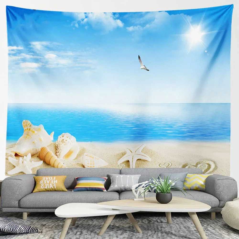 Starfish Tapestries Beach Tapestry Sea Wave Aesthetic Room Decor Ocean Landscape Wall Tapestries for Bedroom Home Living Room Decorations R0411