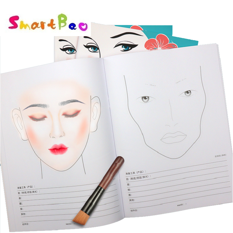 Smartbao Facechart Eyebrows Beauty Makeup Face Charts Ritning Lip Eye Brow, A4 Szie, 30 Sheets Paper