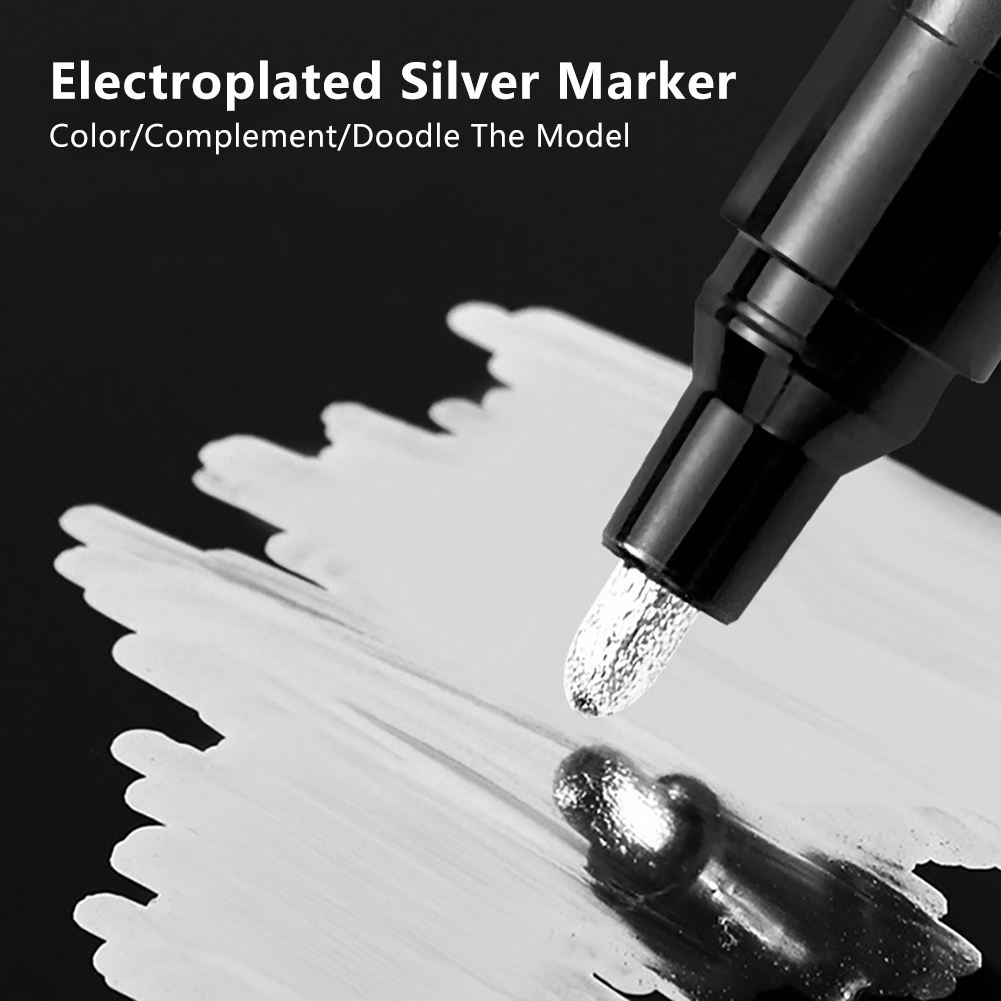 0,7/1/3mm elektroplätering av kromspegelmarkör Silver Liquid Hand-reparation Krompläterad metallvattentät penna Hantverksfärg