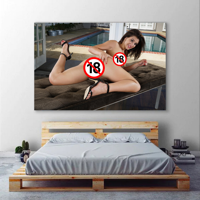 Современная настенная художественная плакат сексуальная модель девушка Лия Готти Обнаженная киска