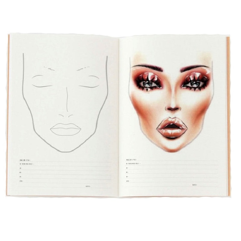 Makeup Artist Face Charts Facechart Drawing with Makeup , 30 Sheets Paper