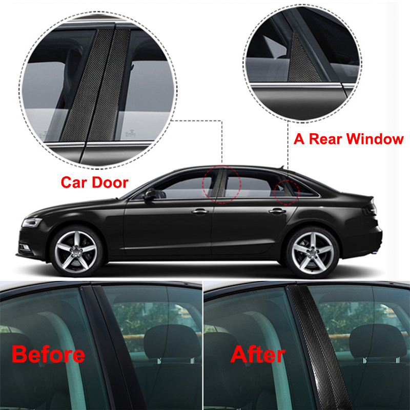 Glanzende zwarte autodeur pilaarvezel vinyltrims styling lijstwerk venster b-pilaren deksticker voor Audi Q5 2011-2017