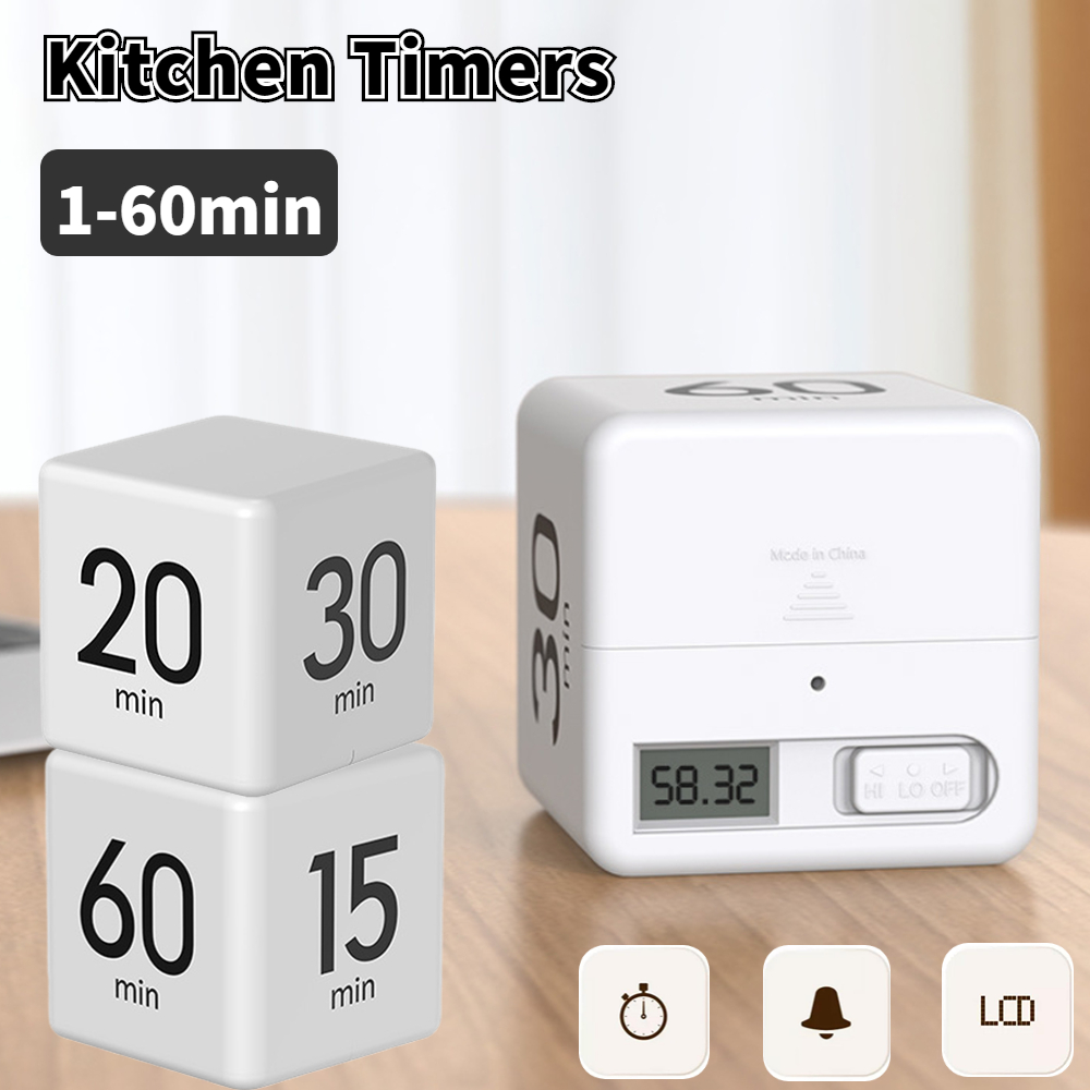 Cube Kitchen Timer Timer Timer Cubic Mimps لإدارة الوقت لإدارة الوقت أطفال توقيت توقيت التمرين.