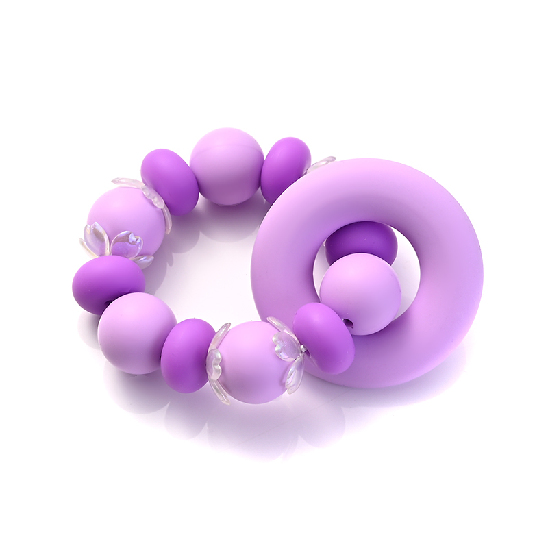 1 pezzi colorati perle rotonde in silicone giocattoli bracciale bambini teethering anello ciondolo un regalo giocattolo che mastica bambini