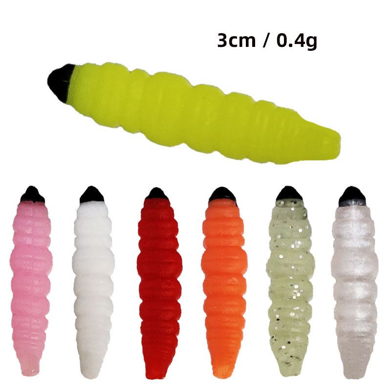 Jyj 1box 3cm Larva Swimbait Silicone Worm Baut-Caoutch Rubber Shrimp Wobbler Carpe Fishy Sodel Fishing Lures Vivid Isca pesca