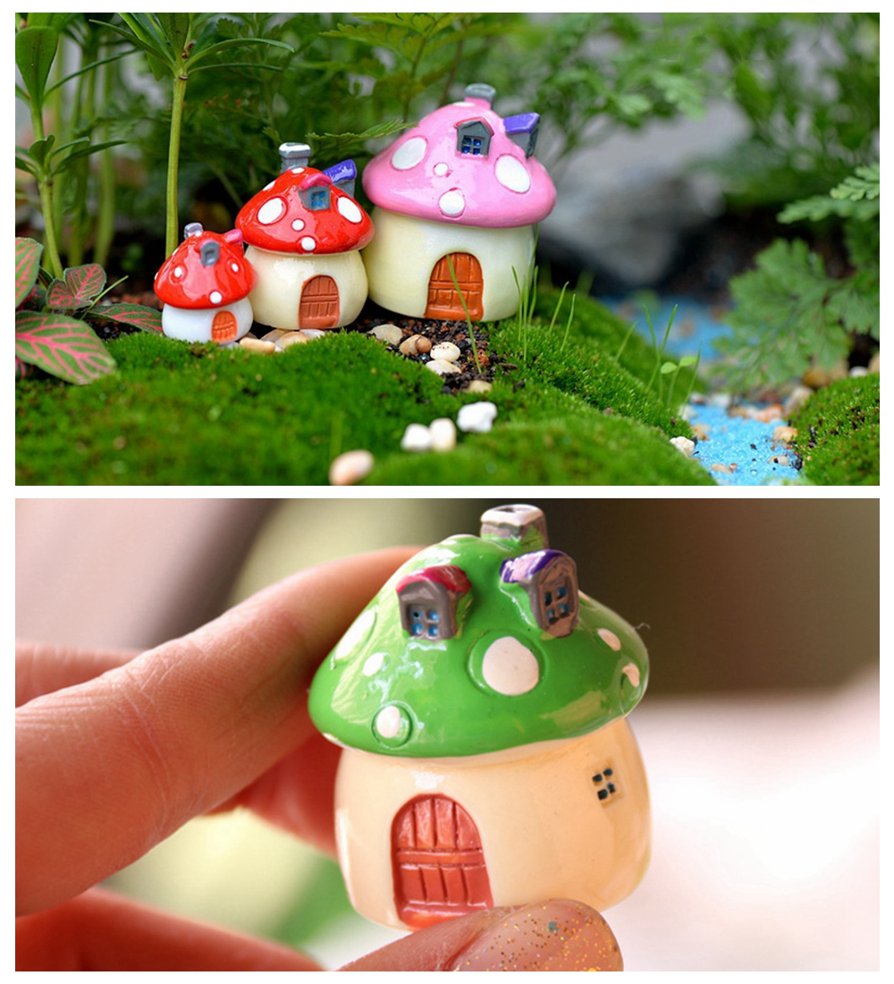 4 storlekar Fairy Garden Accessories Miniature Mushroom Prydnadsstaty Figurer Växtpottdocka Hemma trädgårdsdekor Craft Craft