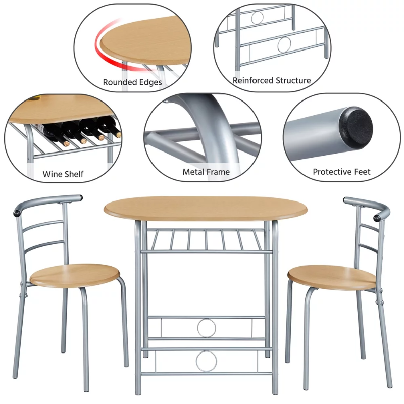 SMILE MART Modern Dining Set with Round Table for Kitchens, Natural dinning table set furniture modern