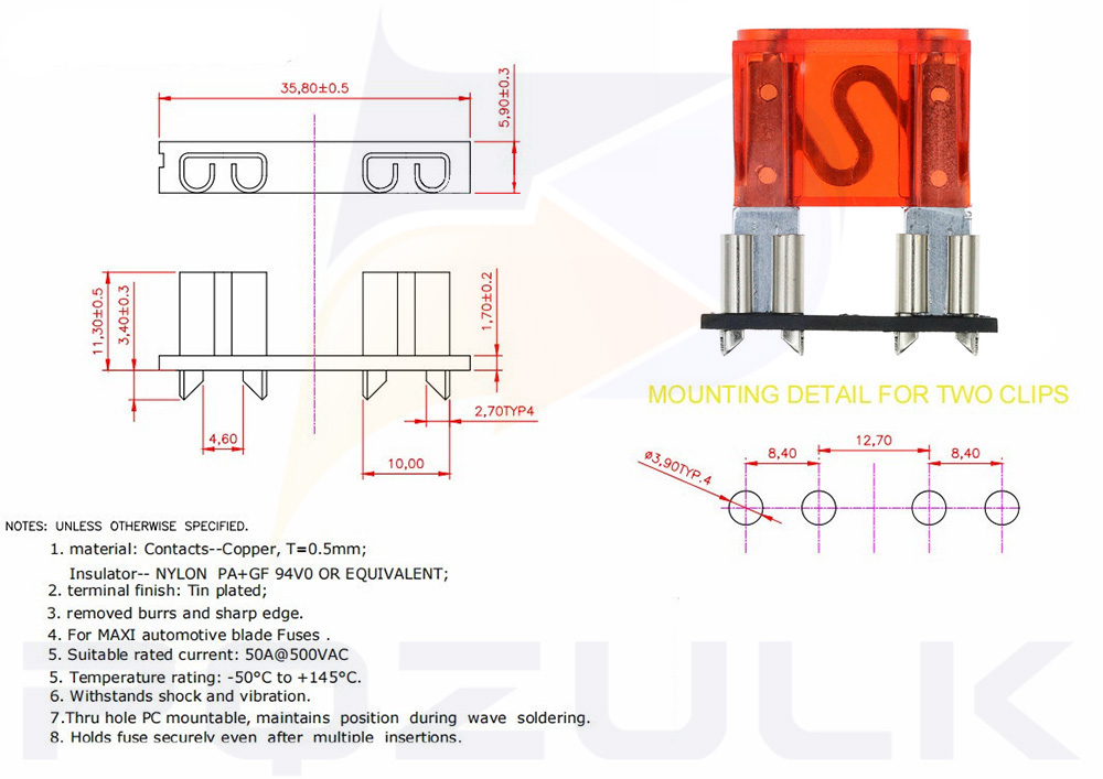 10 pezzi auto a barca automobilistica Auto Porta del fusibile di grandi dimensioni Blade automobilistica 32V PCB Scheda 20A 30A 40A 50A 60A 70A 80A 100A