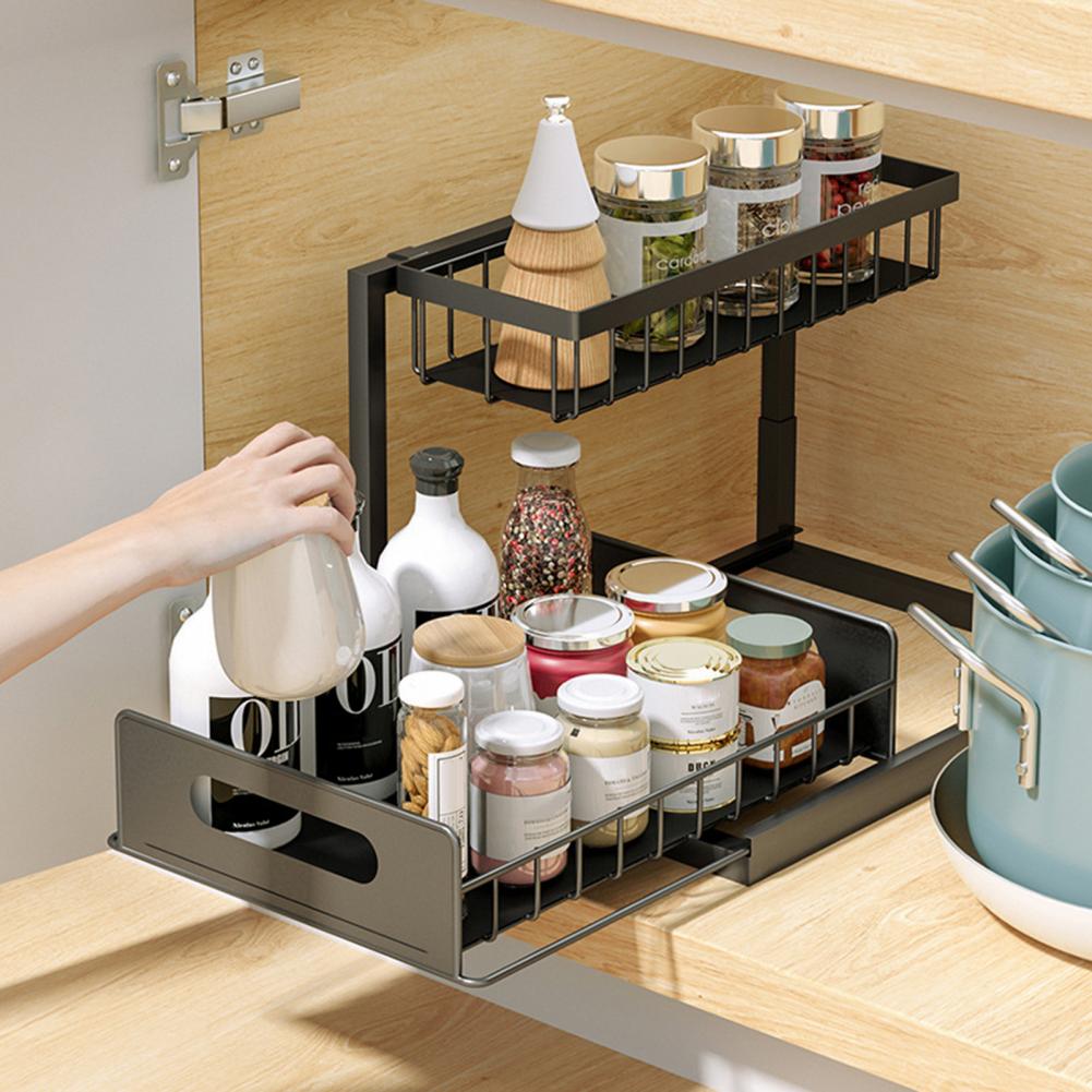 Creative Under Sink Pull-Out Drawer Type Organizer Korrosionsbeständig köksskåp Rack Stark lastning Köksverktyg