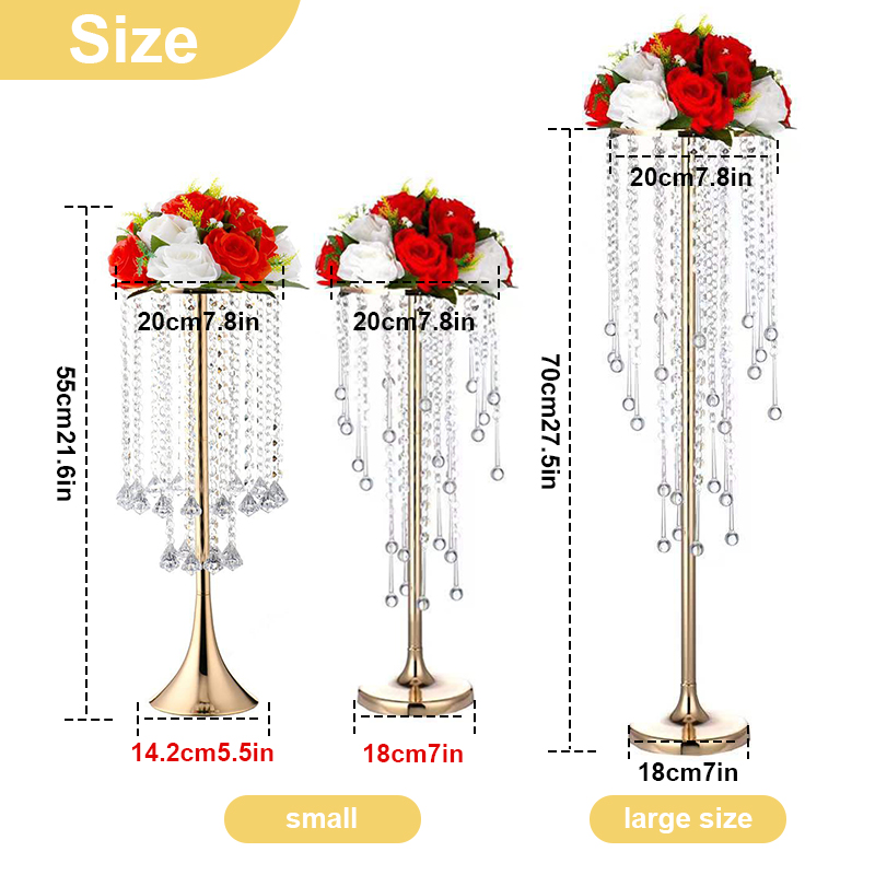 Crystal Candle Holder Luxurious Flower Stand Wedding Candlestick Bead Curtain Tabletop Centerpieces Flower Vase Decor Home Decor