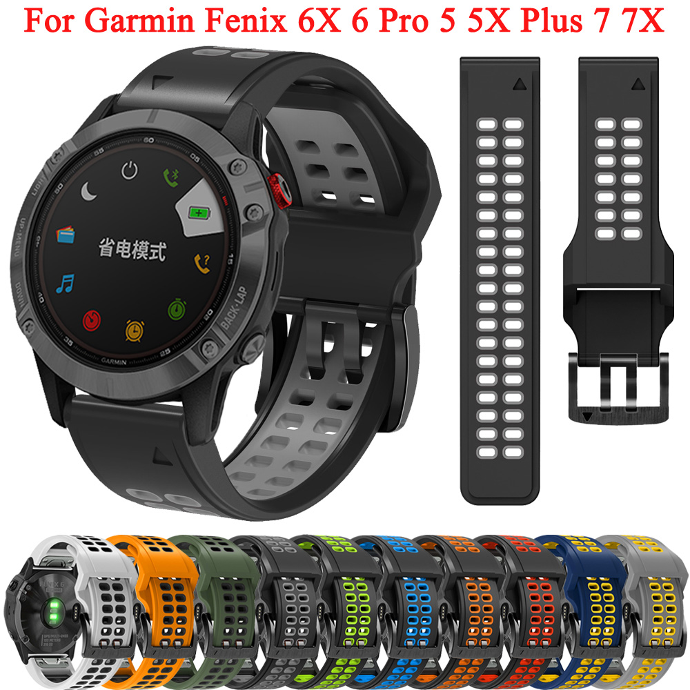 22 26 mm Bracelet de bande de montre en silicone pour Garmin Fenix 6 6x Pro 5 5x plus 7 7x Epix 3 3HR 935 MK1 STRAP FIT SPART SMART TOUCH