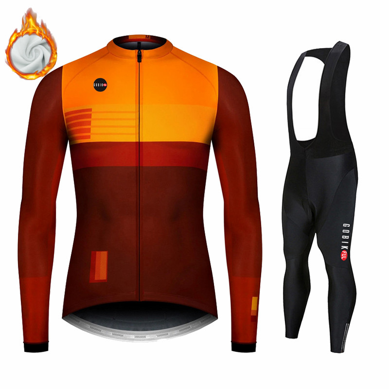 2022 kbora winterfiets set fietsen fietsteam met lange mouwen thermische fleece sportkleding race jersey pak voor mannen ropa ciclismo