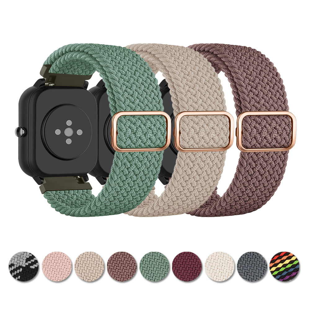 20 mm elastisk vävband för Amazfit GTR 42mm/GTS 2 3 2E/Bip Youth/Bip S Lite/Bip Pace Lite/Bip U/GTS 2 4 mini/Bip 3 Pro Band