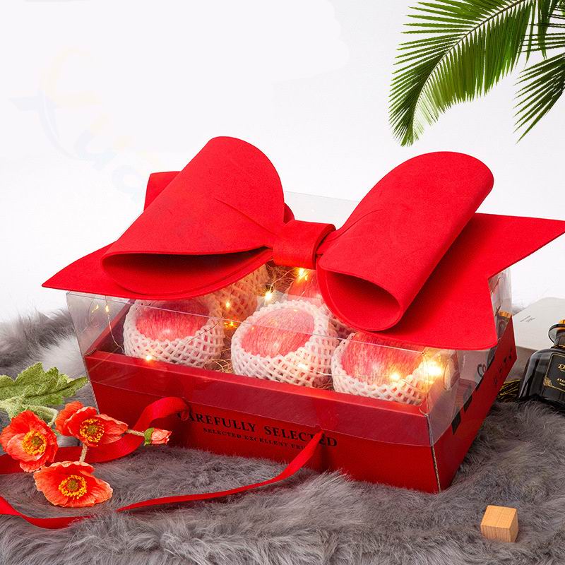 DIY Valentine's Day Bow Paper Packing Box With Transparent PVC Window Display Gift Box Wedding Cookie Candy Cake Christmas Boxes