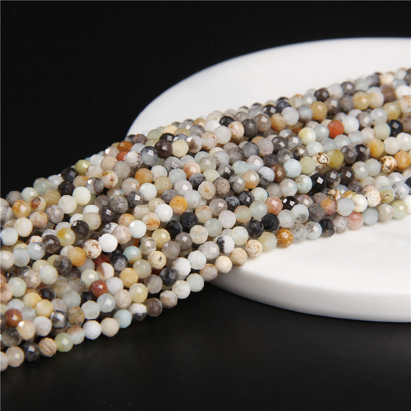 Perle micro à facettes à facette à 100% naturelle naturelle 2/3/4mm minuscule jaspers en vrac en vrac de bricolage Bracelets anneaux accessoires 15 