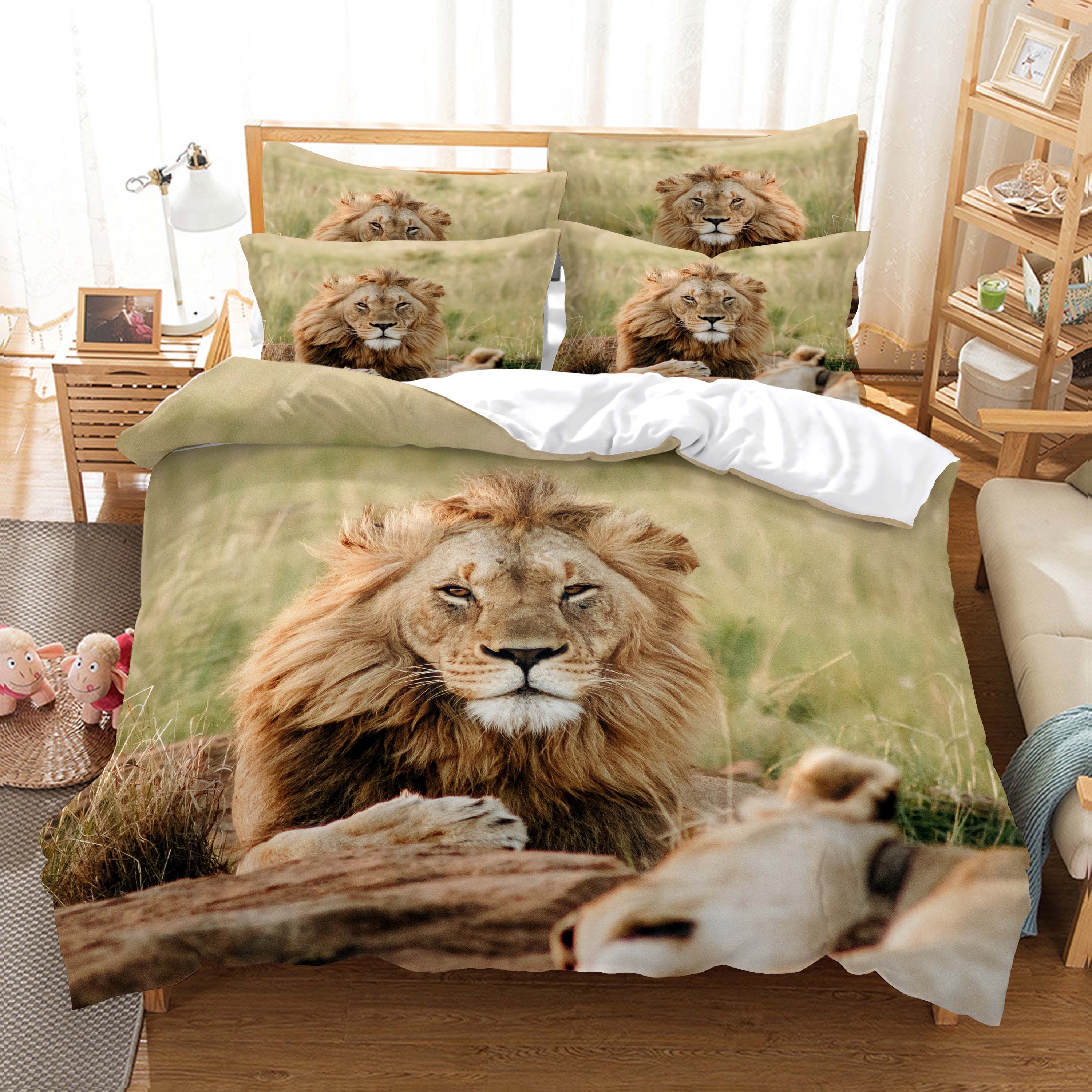 Dropship Lion, set di piumini Tiger Pattern Cover Kids, Twin Full Queen King Camera Set Home Textile Housse de Couette 100% Hot