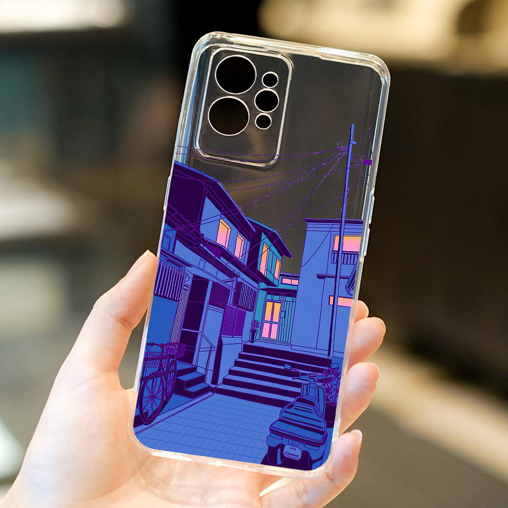 Custodia telefono dell'architettura giapponese Oppo Realme C35 C33 C31 C30 Copertura trasparente Realme GT Neo 3 2 Pro 9 Pro Plus 9i 8i Q3s Skin