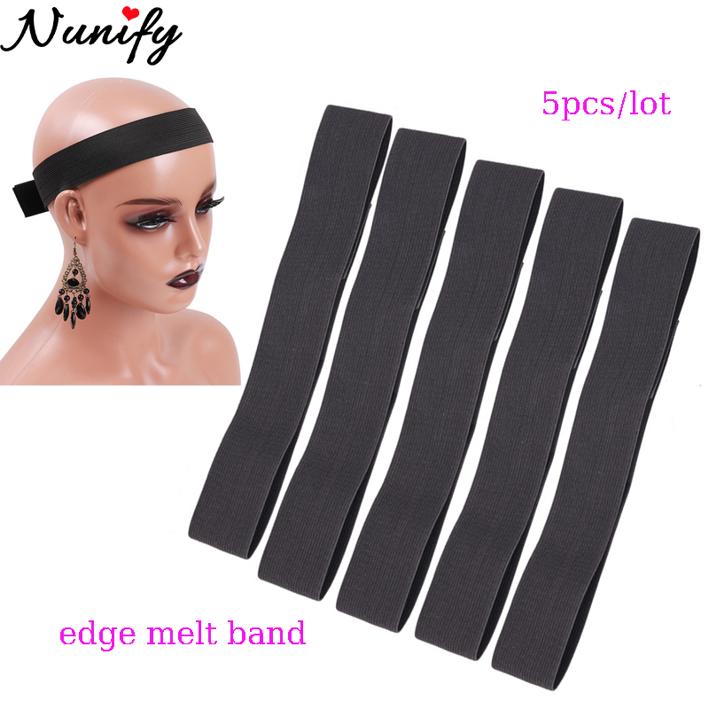 5 -stks zwarte smeltband voor rand verstelbare elastische band voor het maken van pruik doppen 60 cm hoofdband voor kanten frontale nuify pruik accessoires