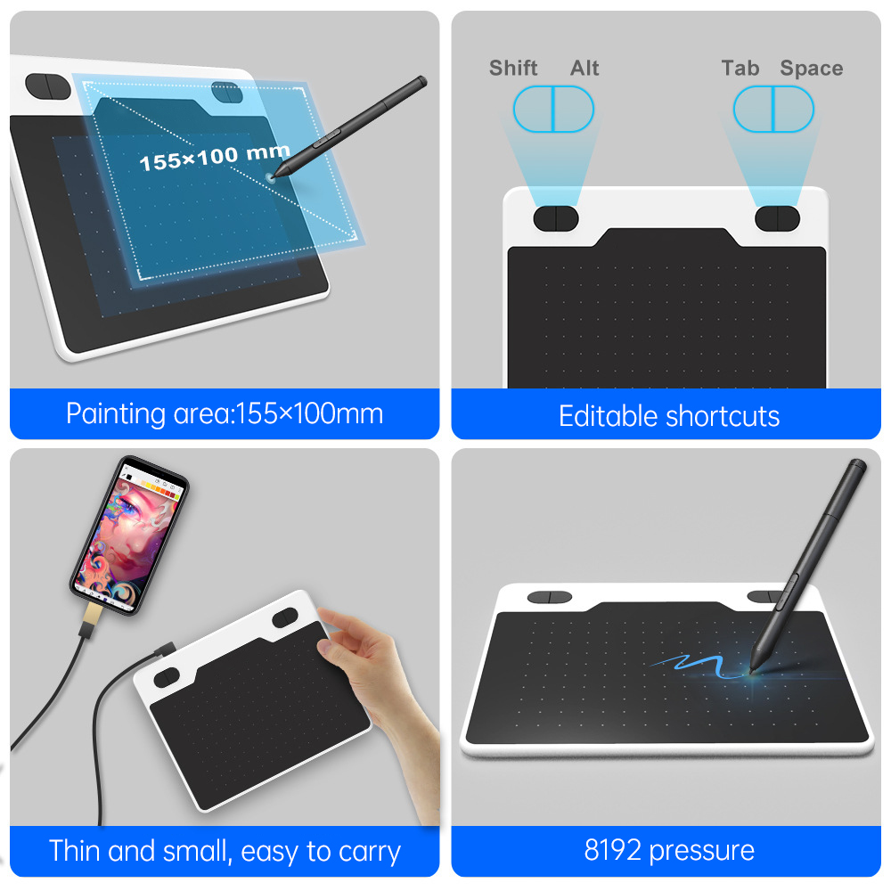 T503グラフィックタブレットデジタル描画タブレット5*3インチ作業エリア8192レベルグラフィック描画タブレット署名パッド233pps