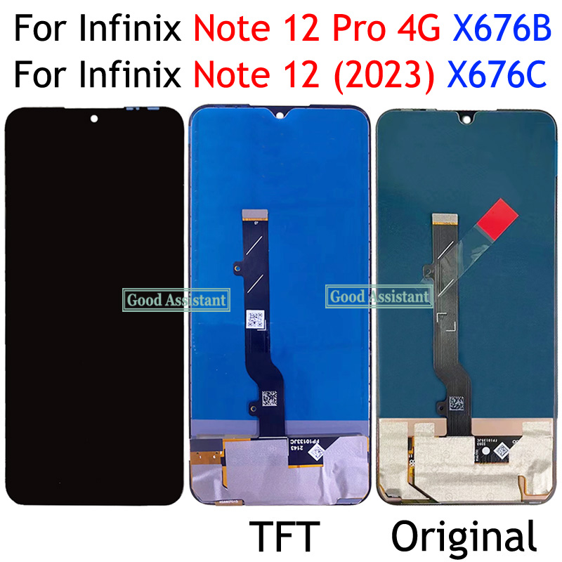 InfinixのAMOLED TFT 6.7インチノート12 Pro 4G X676B / Note 12 2023 X676C LCDディスプレイタッチスクリーンデジタイザーアセンブリ /フレーム