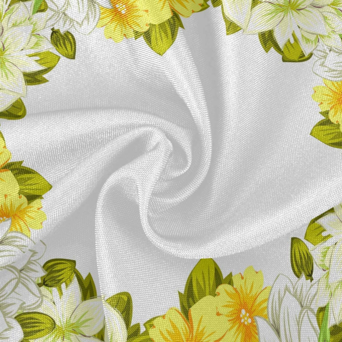 Yellow Wreath Round Table Cloth Colorful Flower Floral Polyester White Lace Tablecloth 60 Inch for Dinner Party Table Decoration