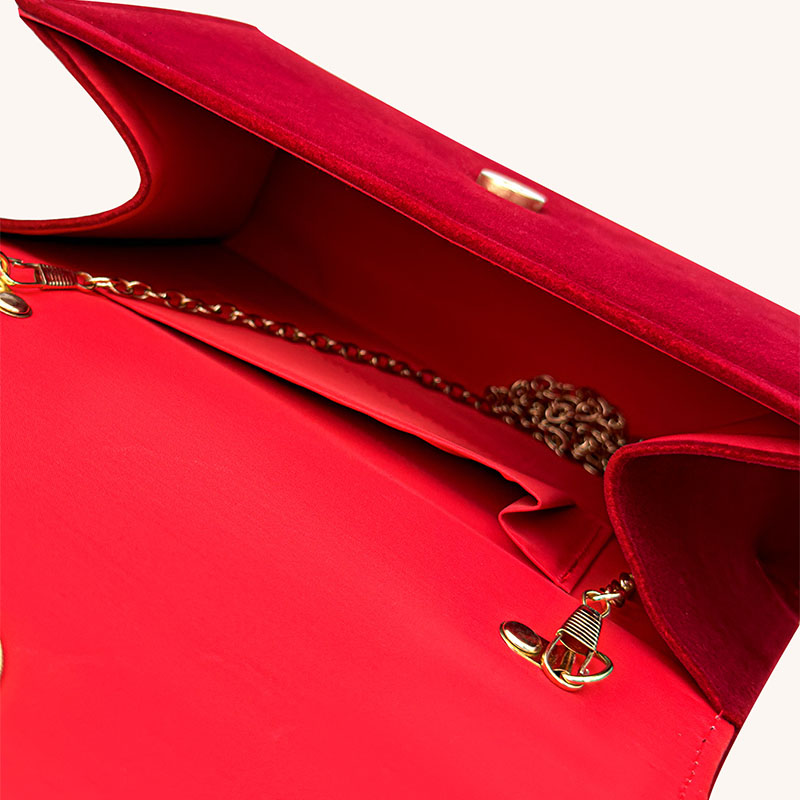 Bolsa de suministro de gamuza con caja de caja roja de perla Mango superior Bolso de mujer de lujo para la fiesta de boda para la fiesta de bodas.