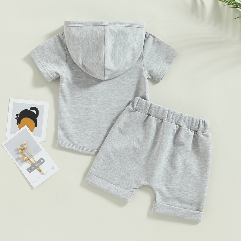 Summer Toddler Baby Boys Clothing Set Kid Tracksuit Hooded T-shirt med elastiska midjeshorts barndräkt kläder