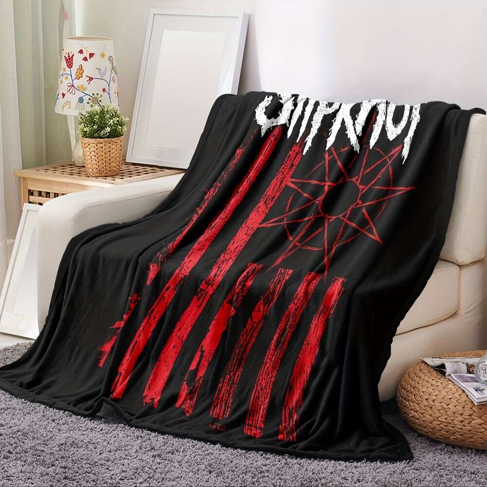 Slipknot Print Flannel Blanket, Soft Warm Throw Nap Couch Sofa Office Bed Camping Travel, Multi-purpose Gift Blanket for All Season