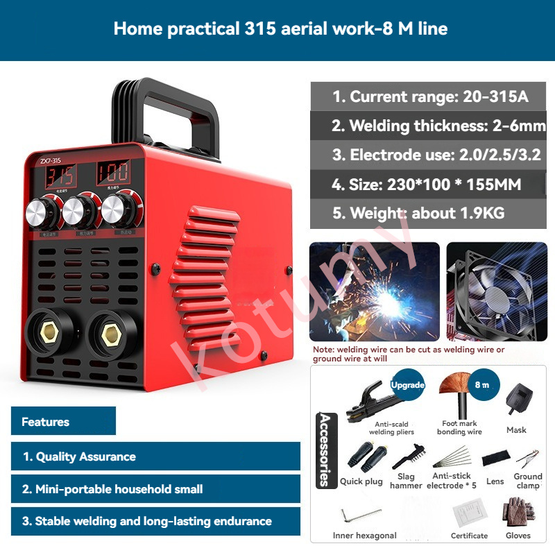 ZX7-315 Portable ARC Welding Machine Arc Welding Machine Fully Automatic Small Electric Welder 20-250A Dual Display Screen